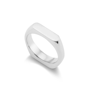 14k solid white gold engravable double sided straight signet ring