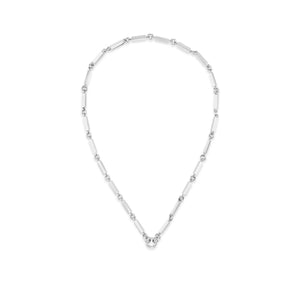 14k white gold thick bar link necklace