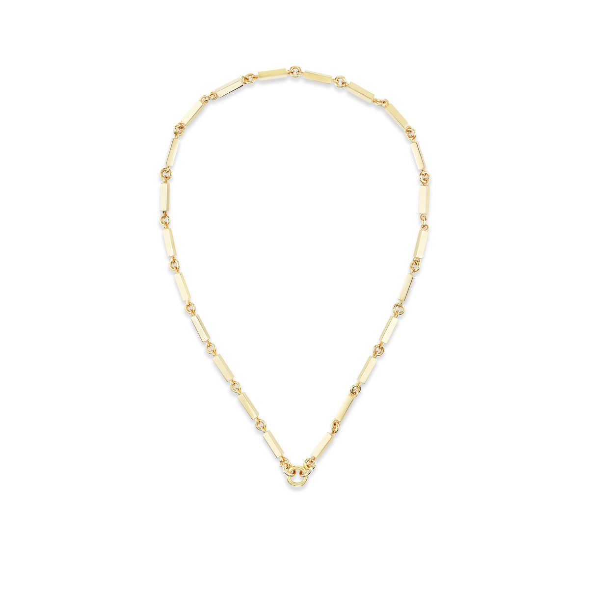 14k yellow gold thick bar link necklace