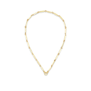 14k yellow gold thick bar link necklace