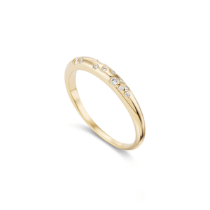 14k solid gold ring with flush set diamonds