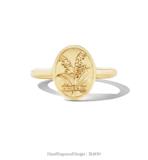 Example of 14k solid gold engraved signet ring