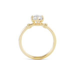 Side view of the 14k gold double band knot design engagement ring