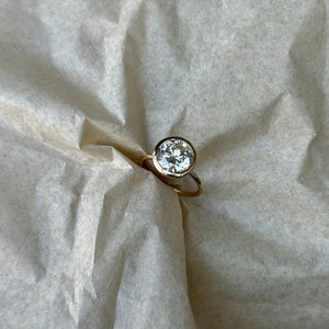 14k gold open bezel solitaire engagement ring