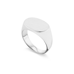 14k solid white gold engravable oval signet ring