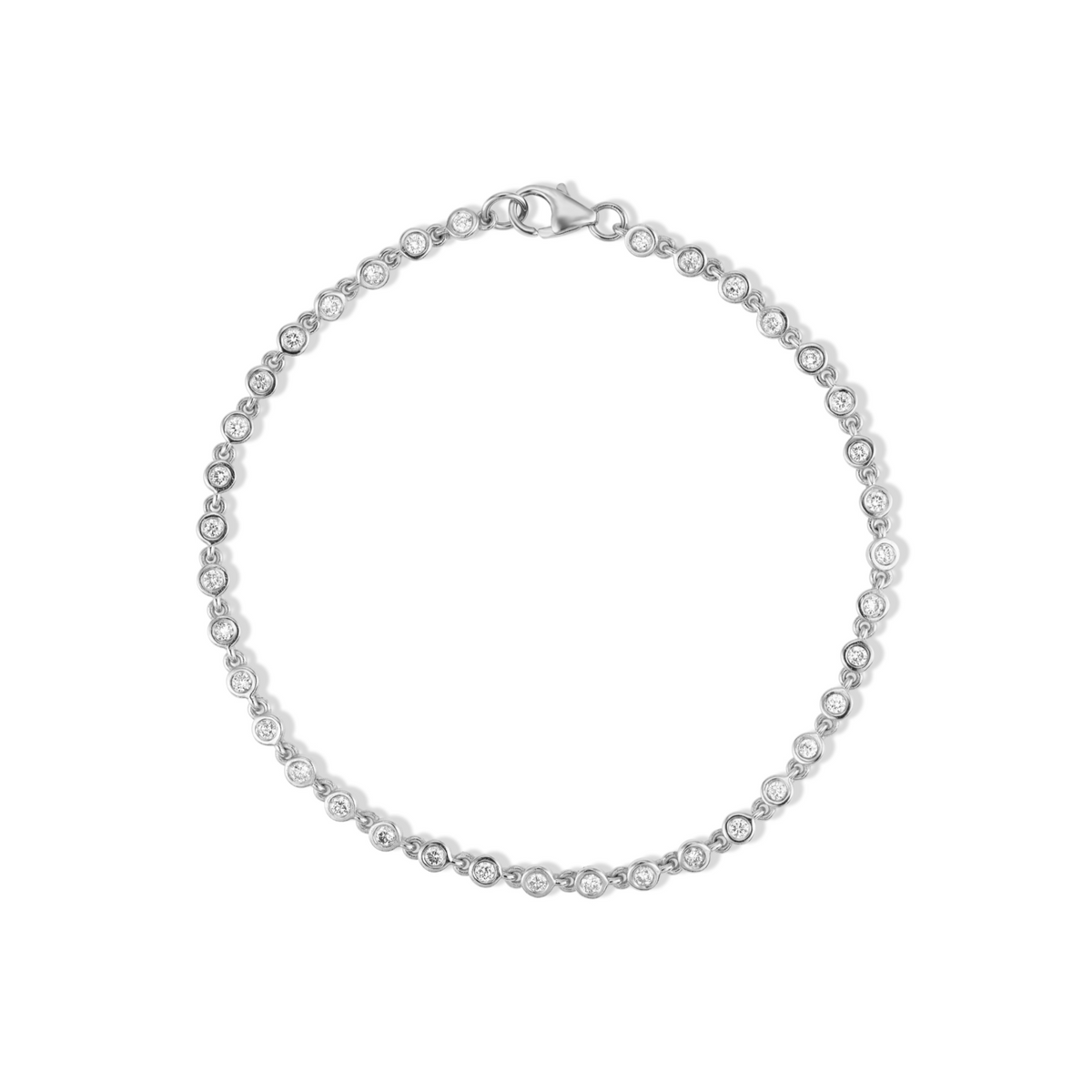 14k white gold tennis bracelet with bezel set diamond links