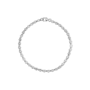 14k white gold tennis bracelet with bezel set diamond links