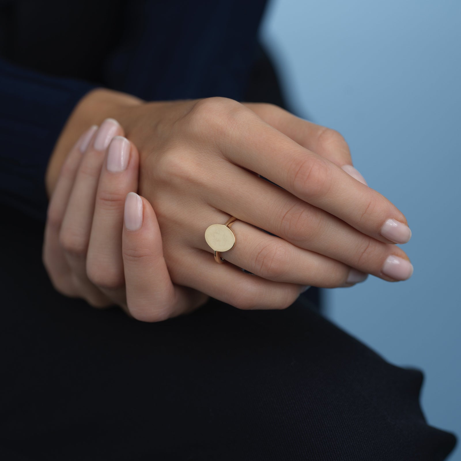 14k solid gold engravable signet ring
