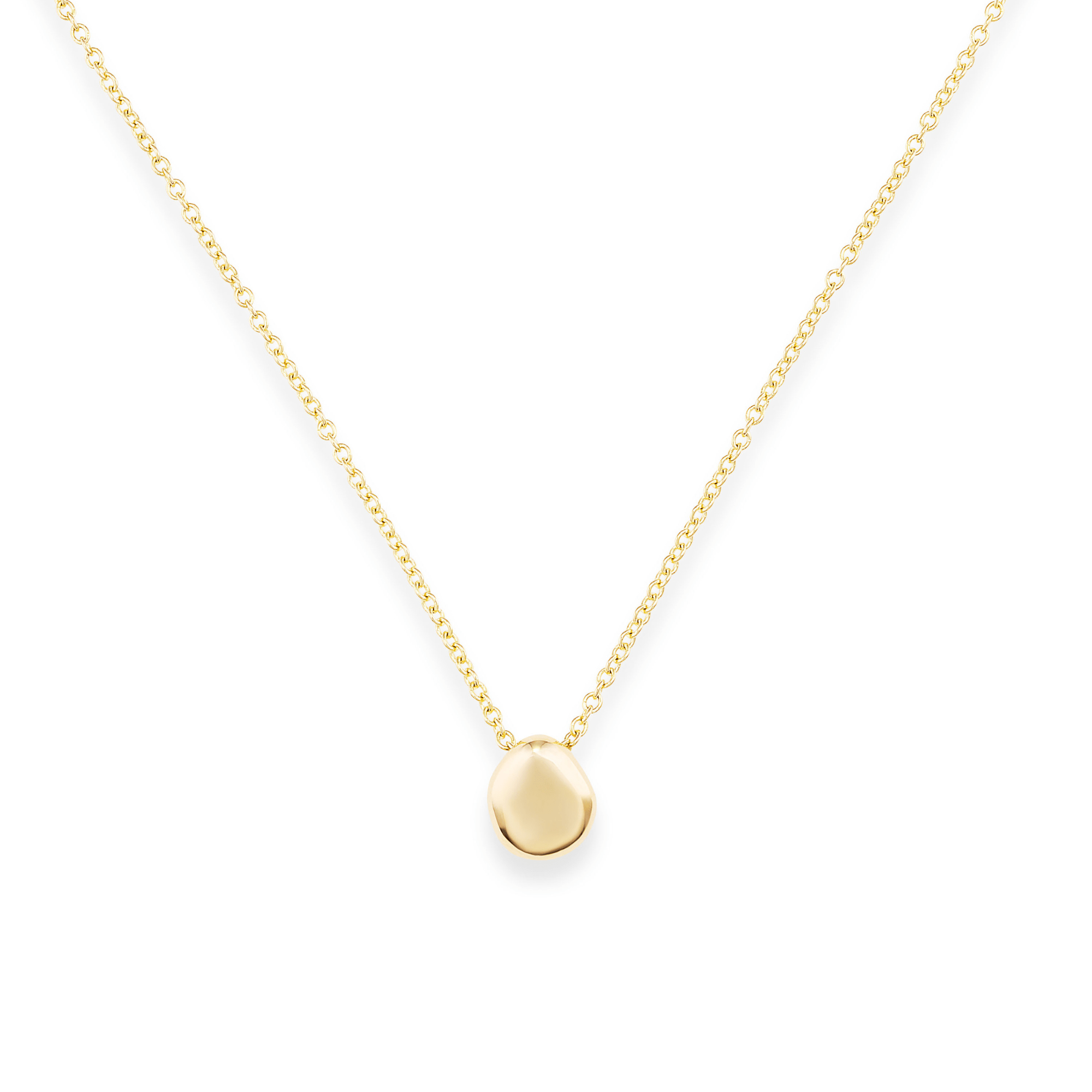 14k solid gold pebble necklace