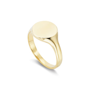 14k solid gold engravable round signet ring