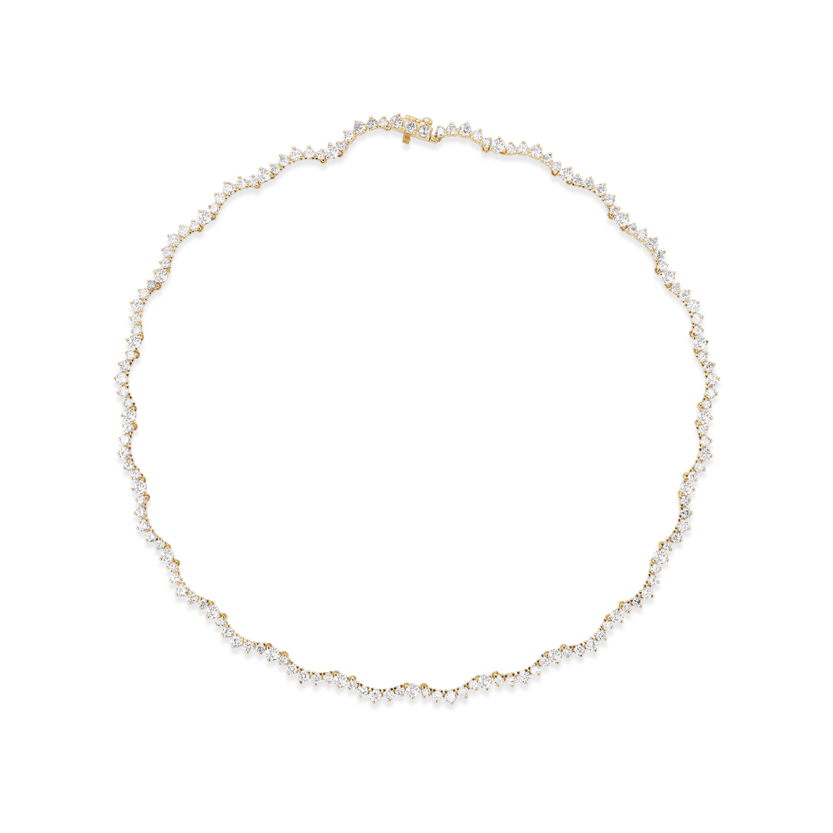 14k gold scalloped diamond tennis necklace