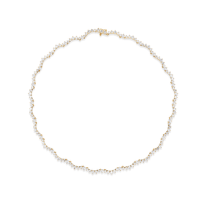 14k gold scalloped diamond tennis necklace