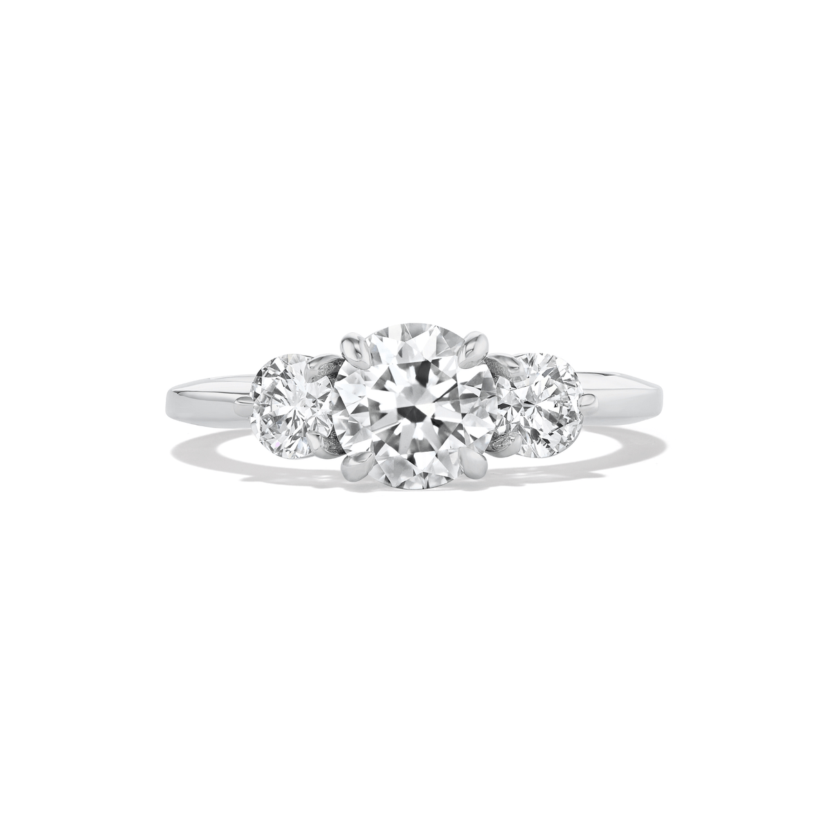 14k white gold three stone diamond engagement ring