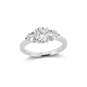 14k gold three stone diamond engagement ring