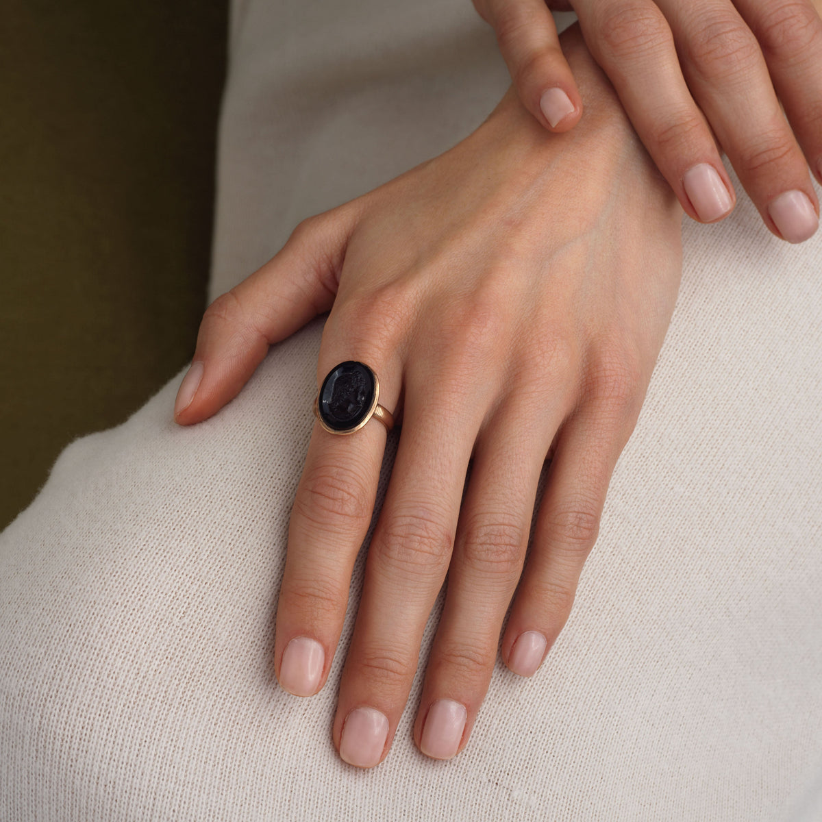 Vintage Carved Agate Ring