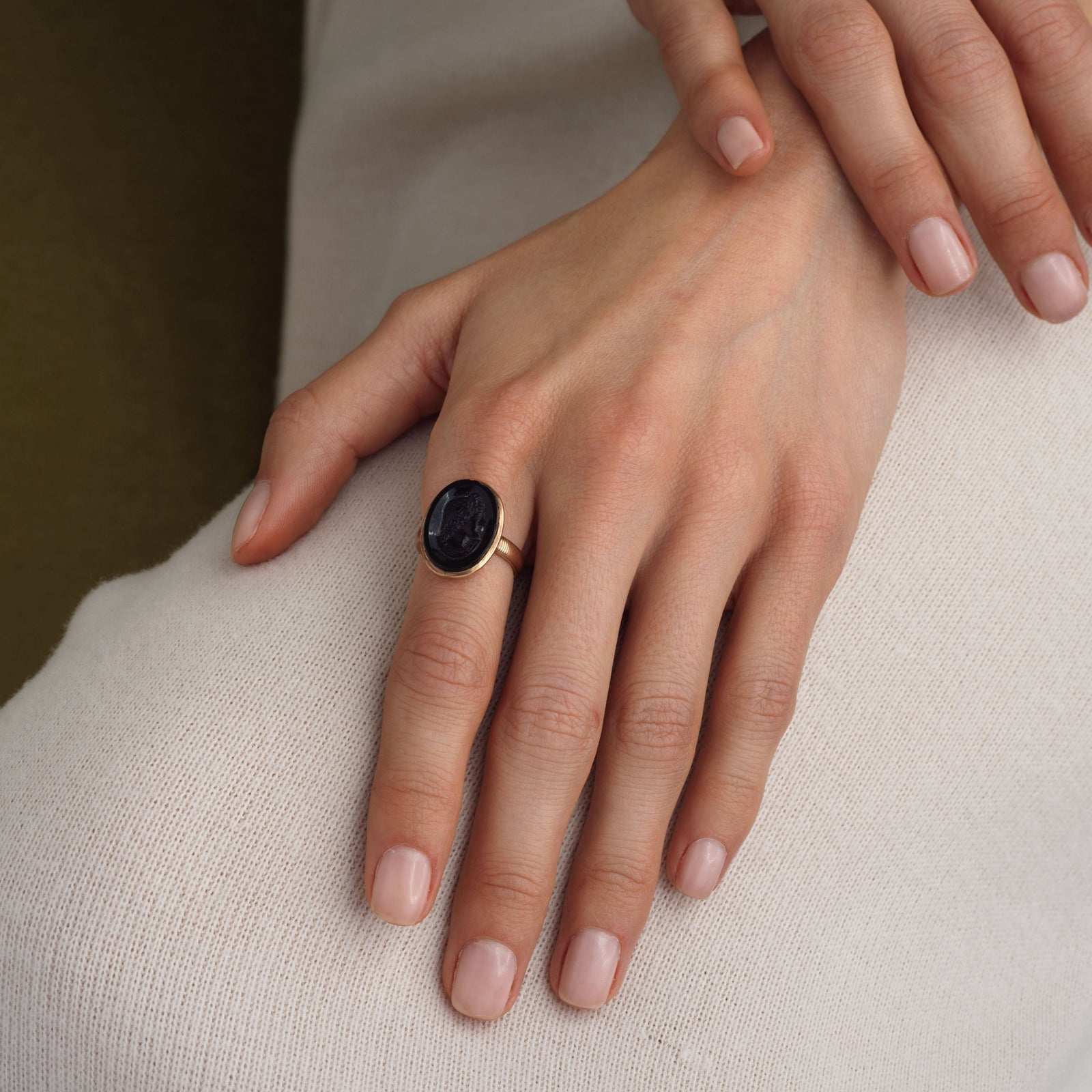 Vintage Carved Agate Ring