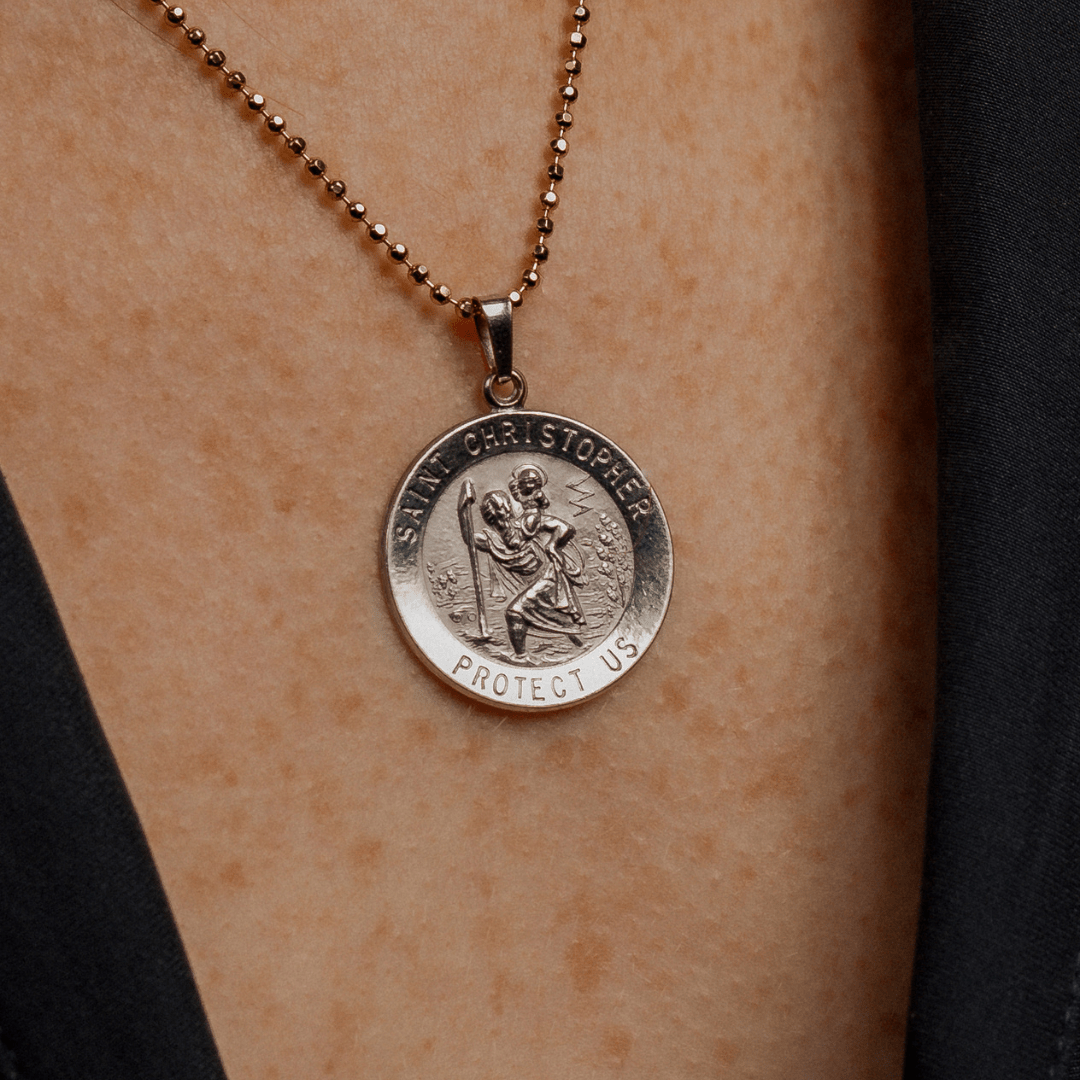 SOLD Vintage Saint Christopher White Gold Charm