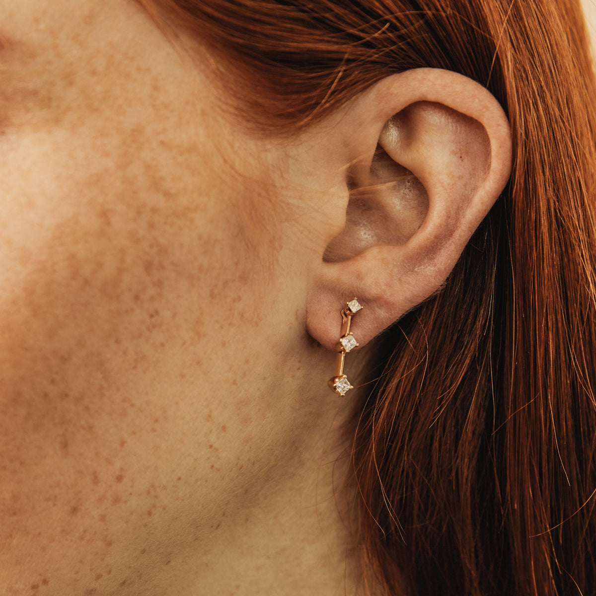 SOLD Vintage Single Articulated Diamond Bar Earring