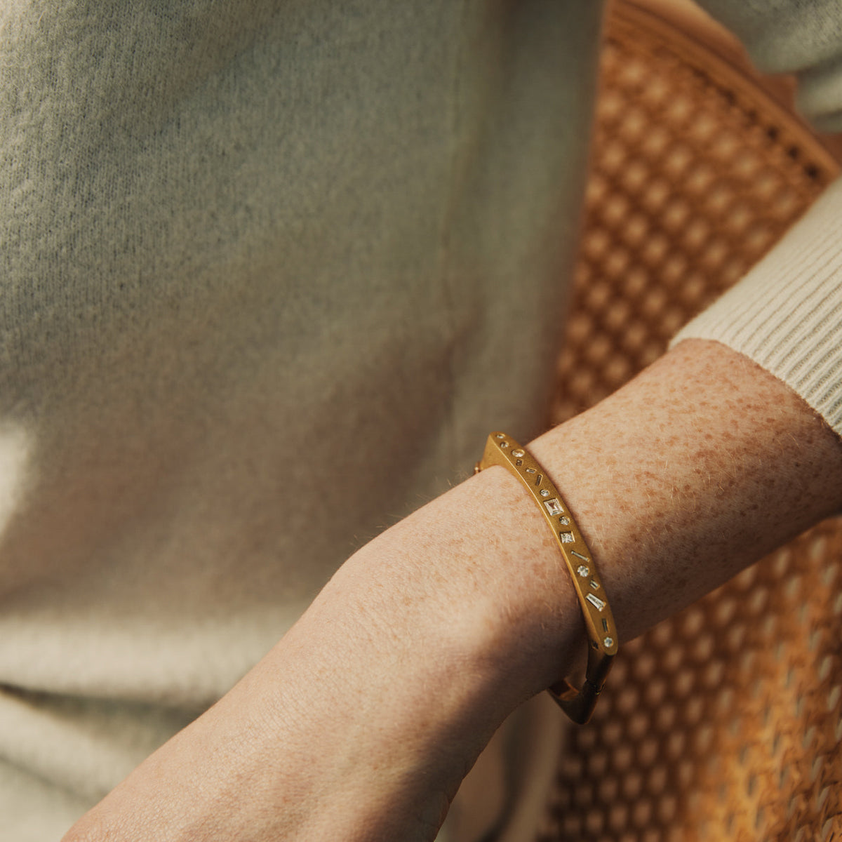 Unique Organic Diamond Bangle for women -by Fewer Finer