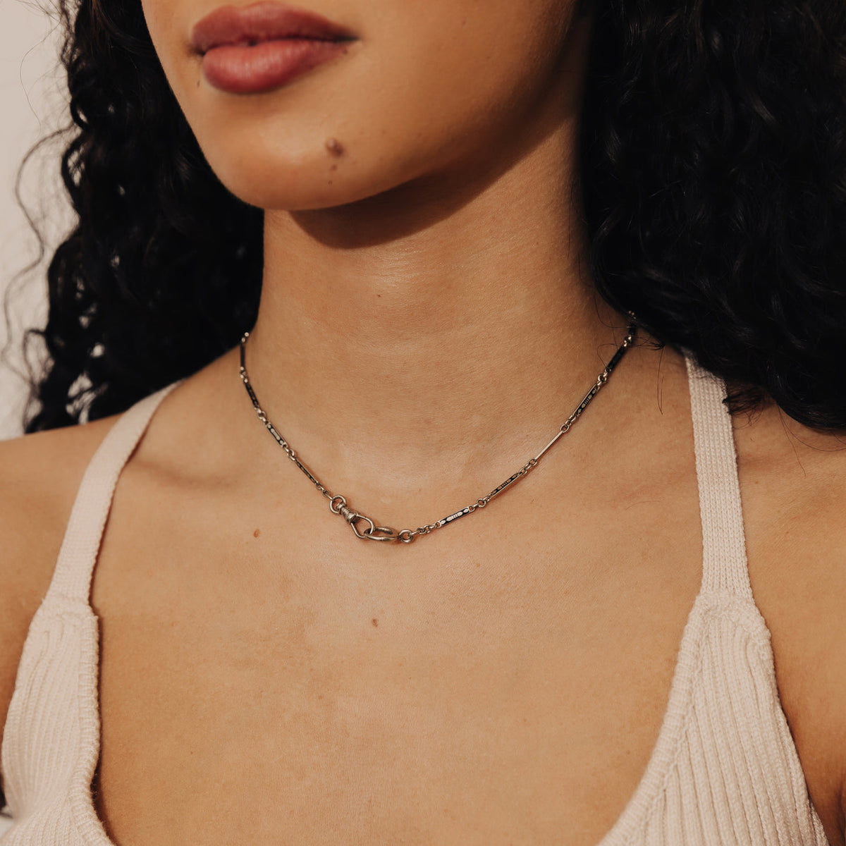 SOLD Vintage Black Enamel & 14k White Gold Watch Fob