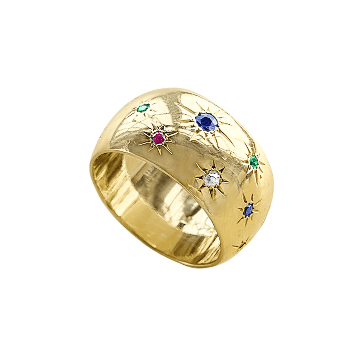 Vintage Multi Stone Cigar Band Ring