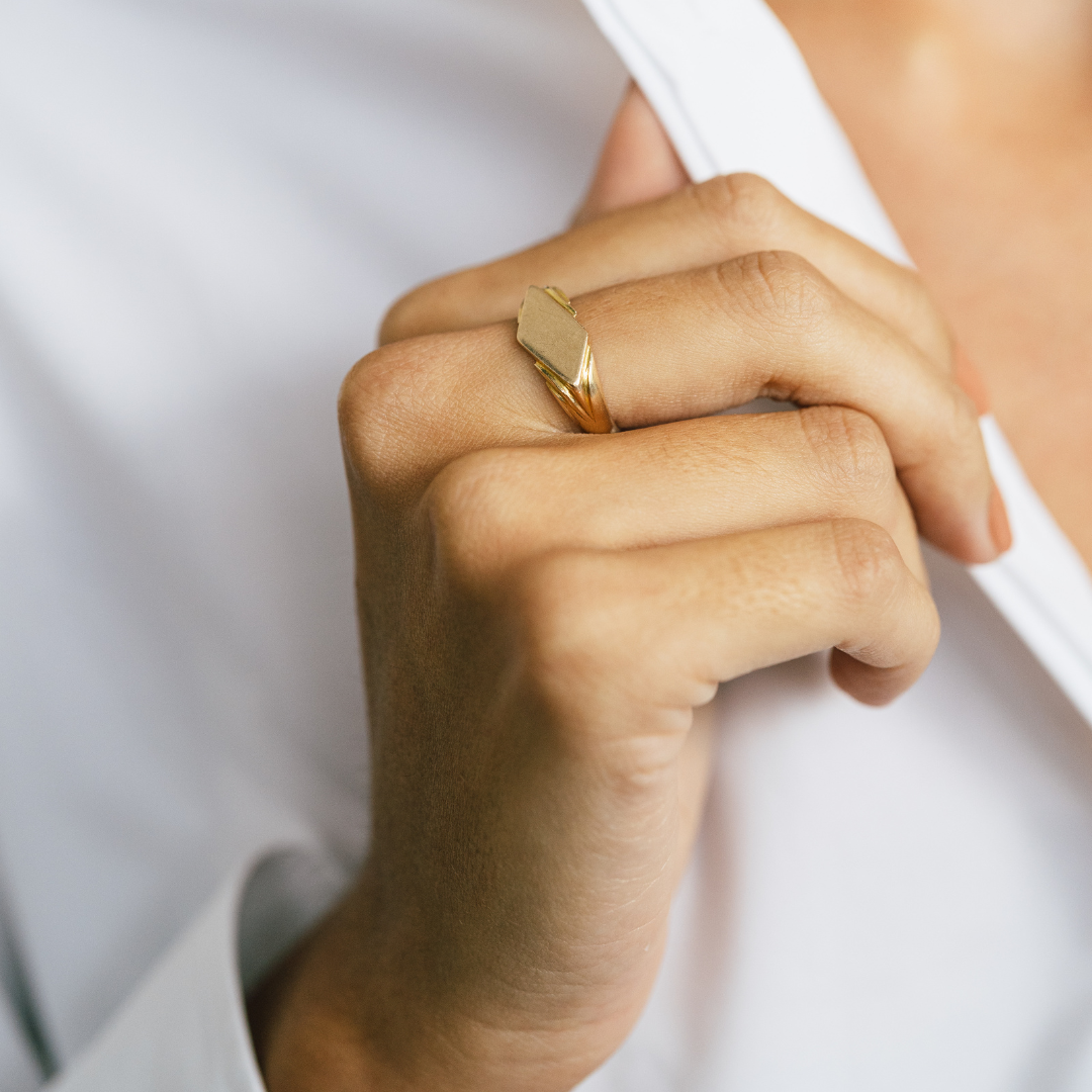 SOLD Vintage Diamond Shaped Signet Ring