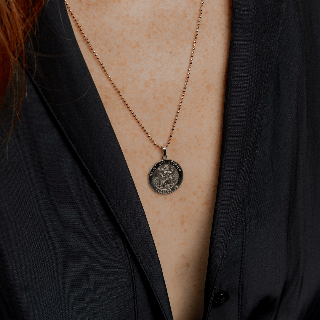 SOLD Vintage Saint Christopher White Gold Charm