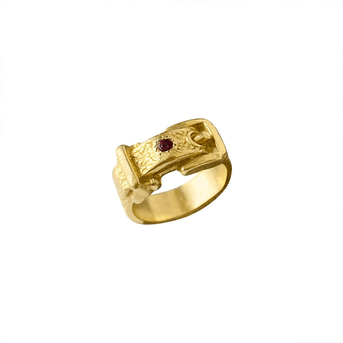 Vintage Buckle Ring with Ruby by Fewer Finer