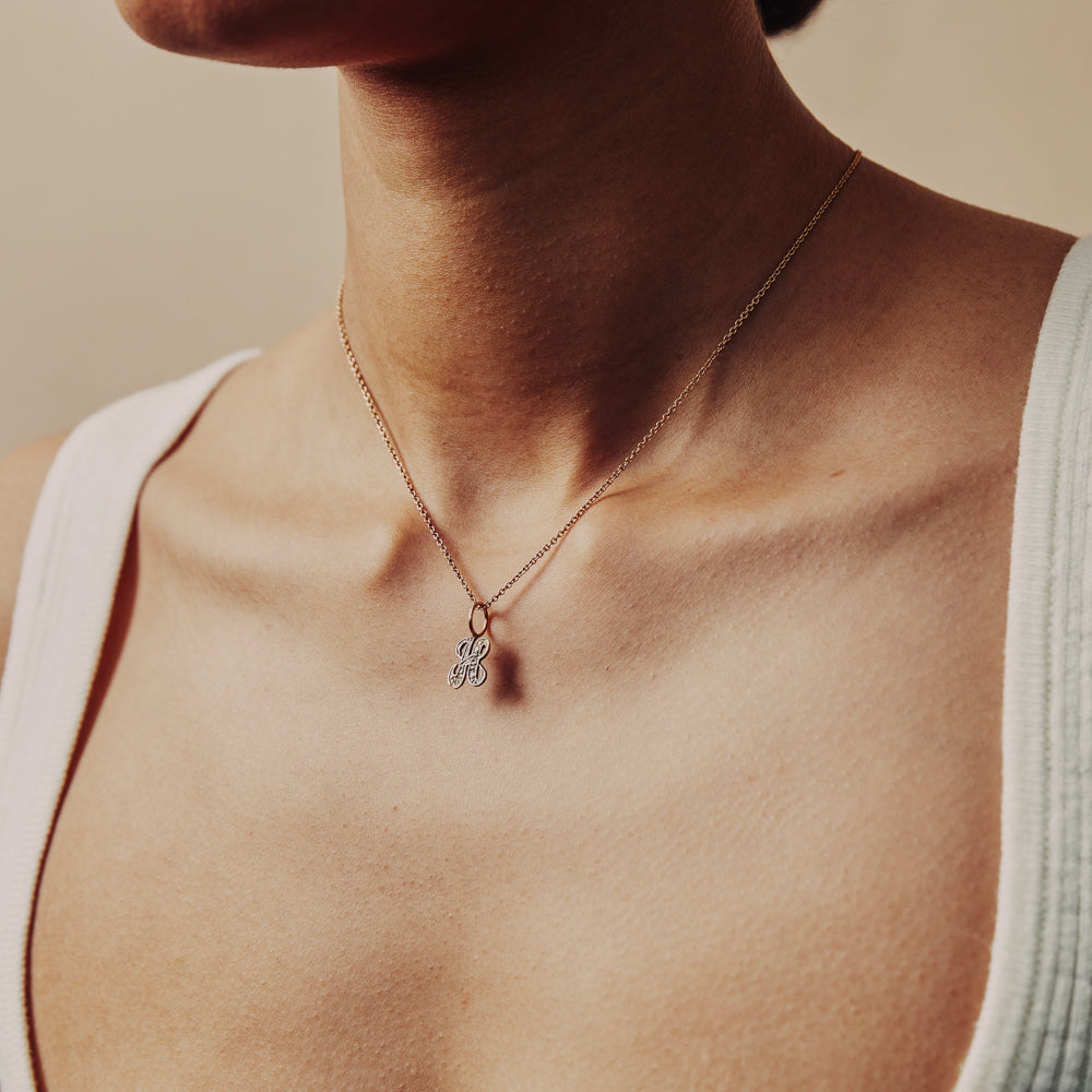 Vintage Letter "H" Diamond Charm for Women
