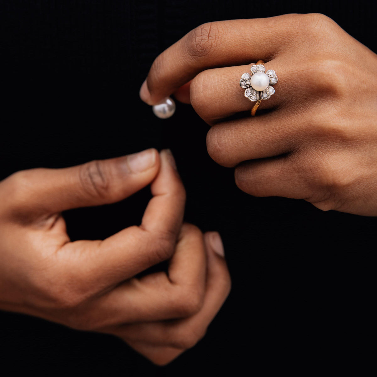 Vintage Pearl and Diamond Ring for Women