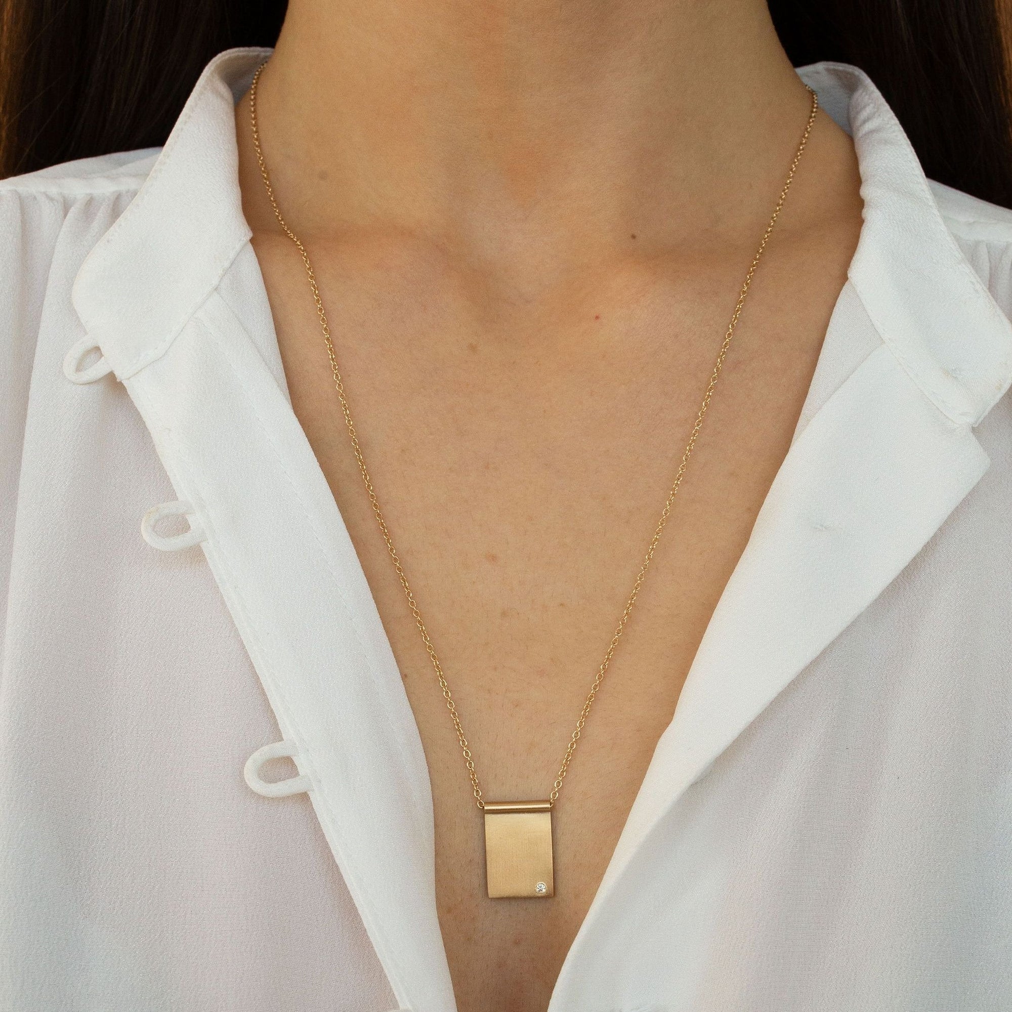 solid 14k gold tag necklace 