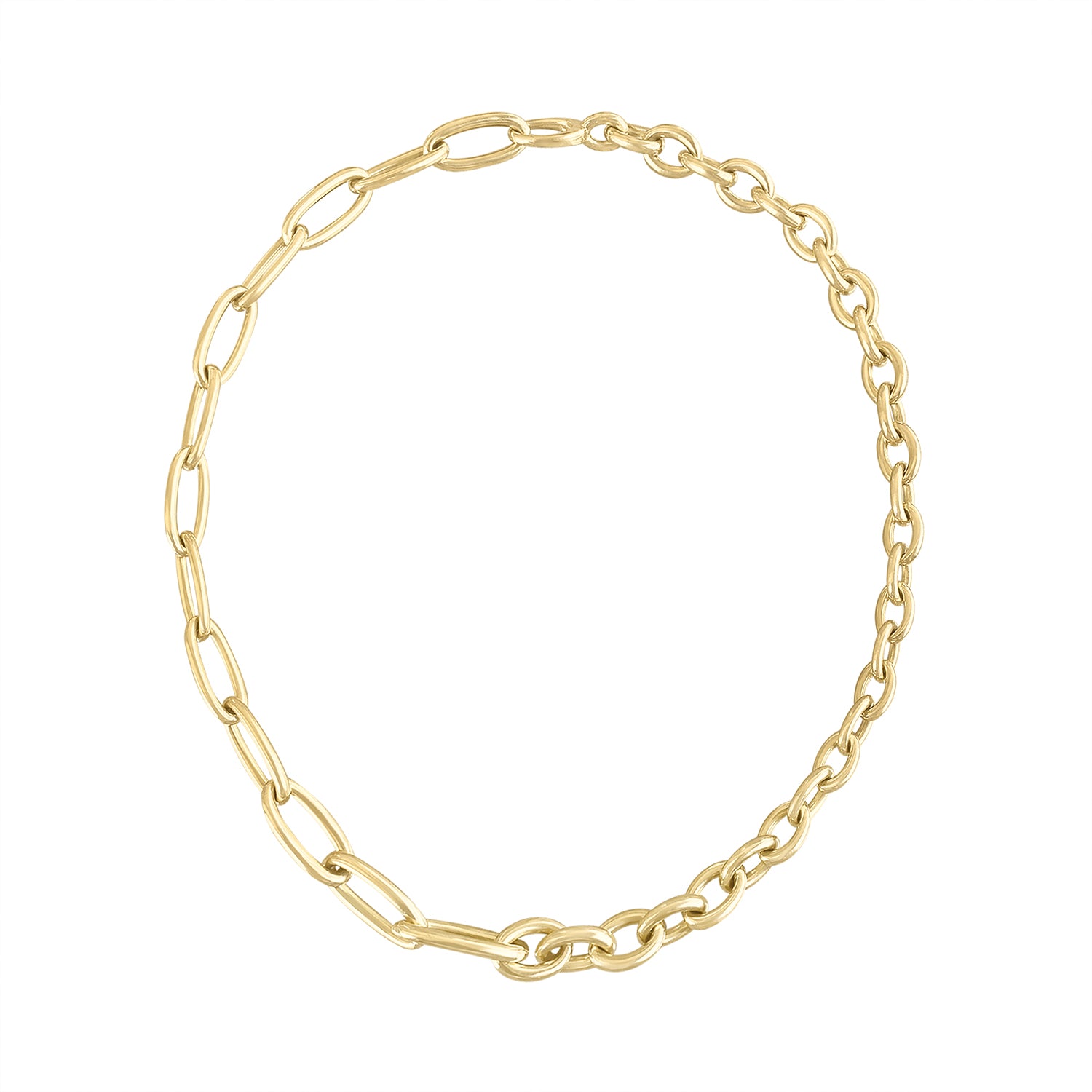 Heavy Half Link Half Cable Necklace by Fewer Finer
