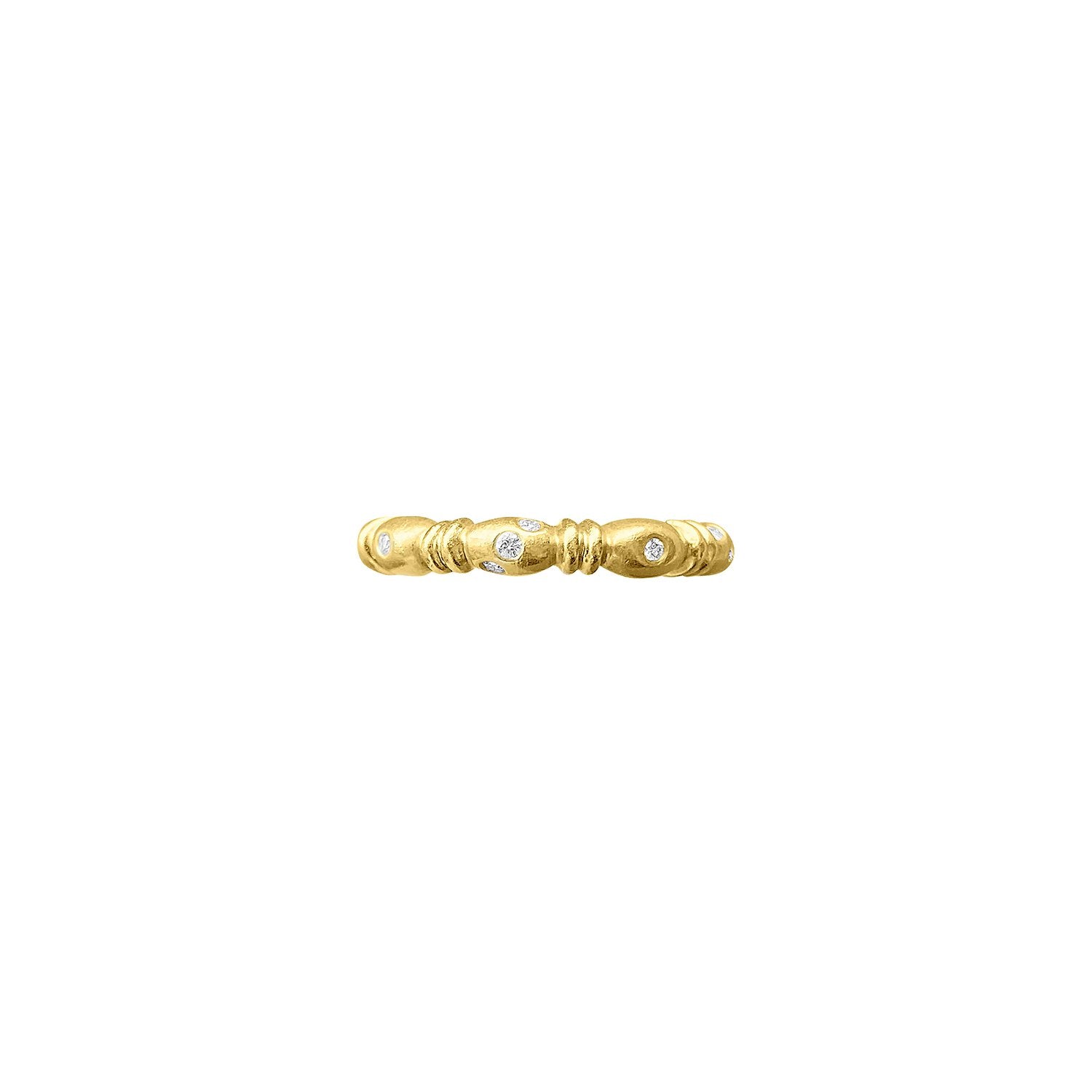 SOLD Vintage Thick Beaded Gold and Diamond Band