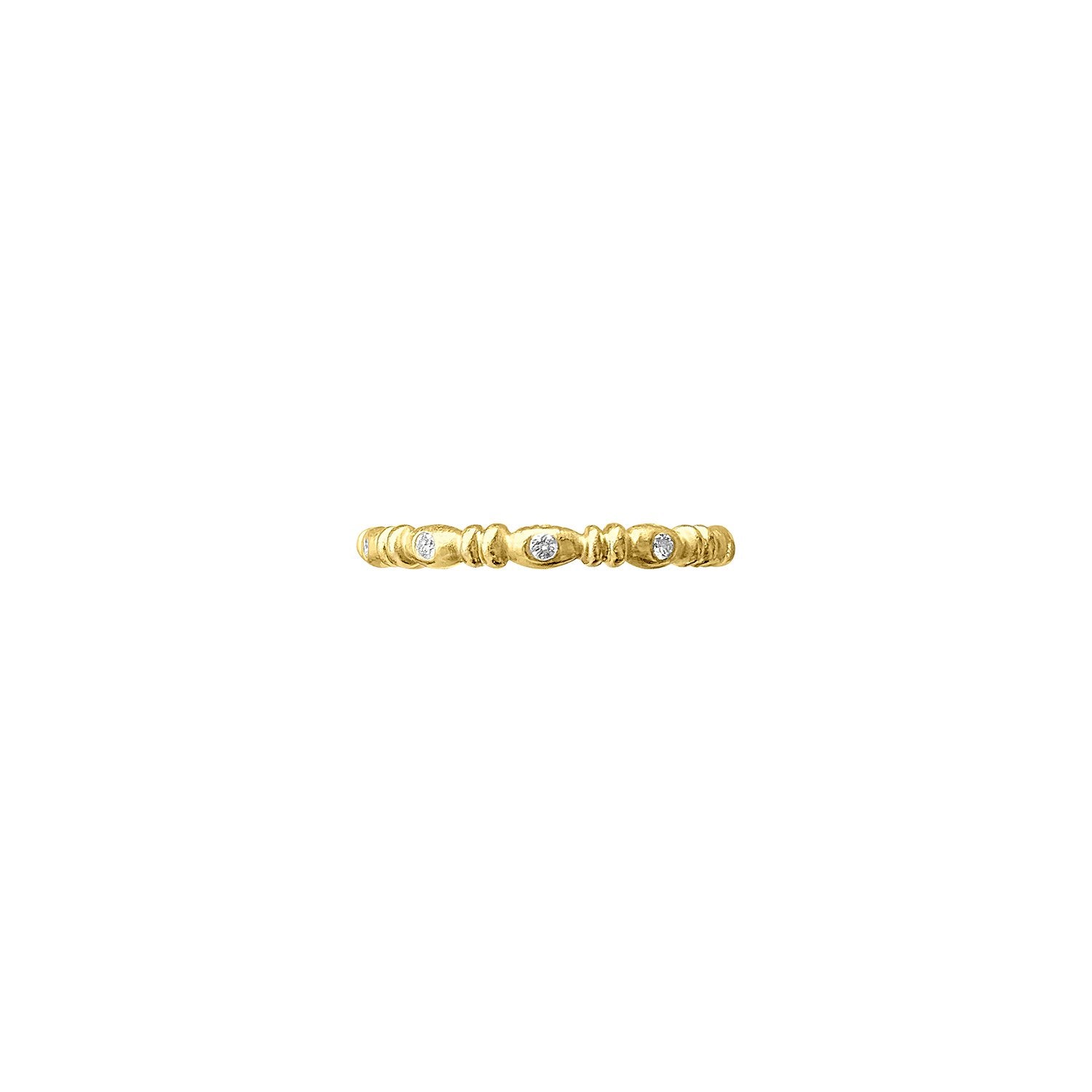 SOLD Vintage Thin Beaded Gold and Diamond Band