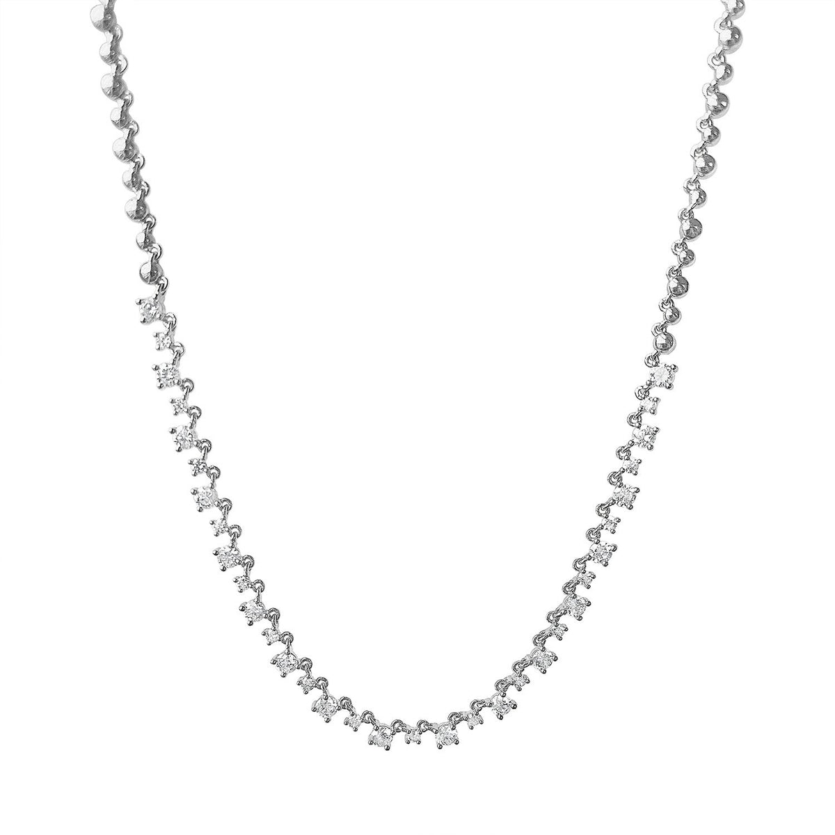 White Gold One Third Diamond Tennis Necklace by Fewer Finer
