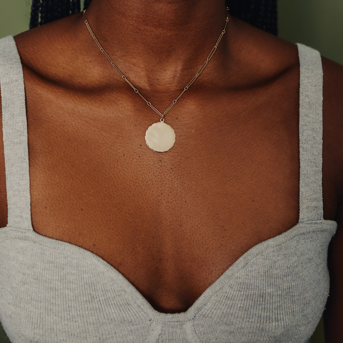 Vintage Large Scalloped Edge Charm for Women