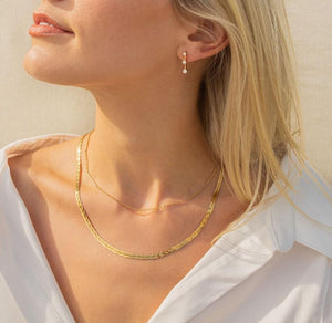 14k Gold Braided Herringbone Necklace for Women
