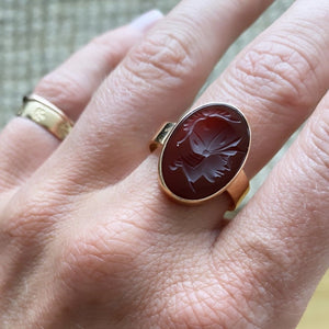 SOLD Vintage Carnelian Roman Soldier Ring Fewer Finer