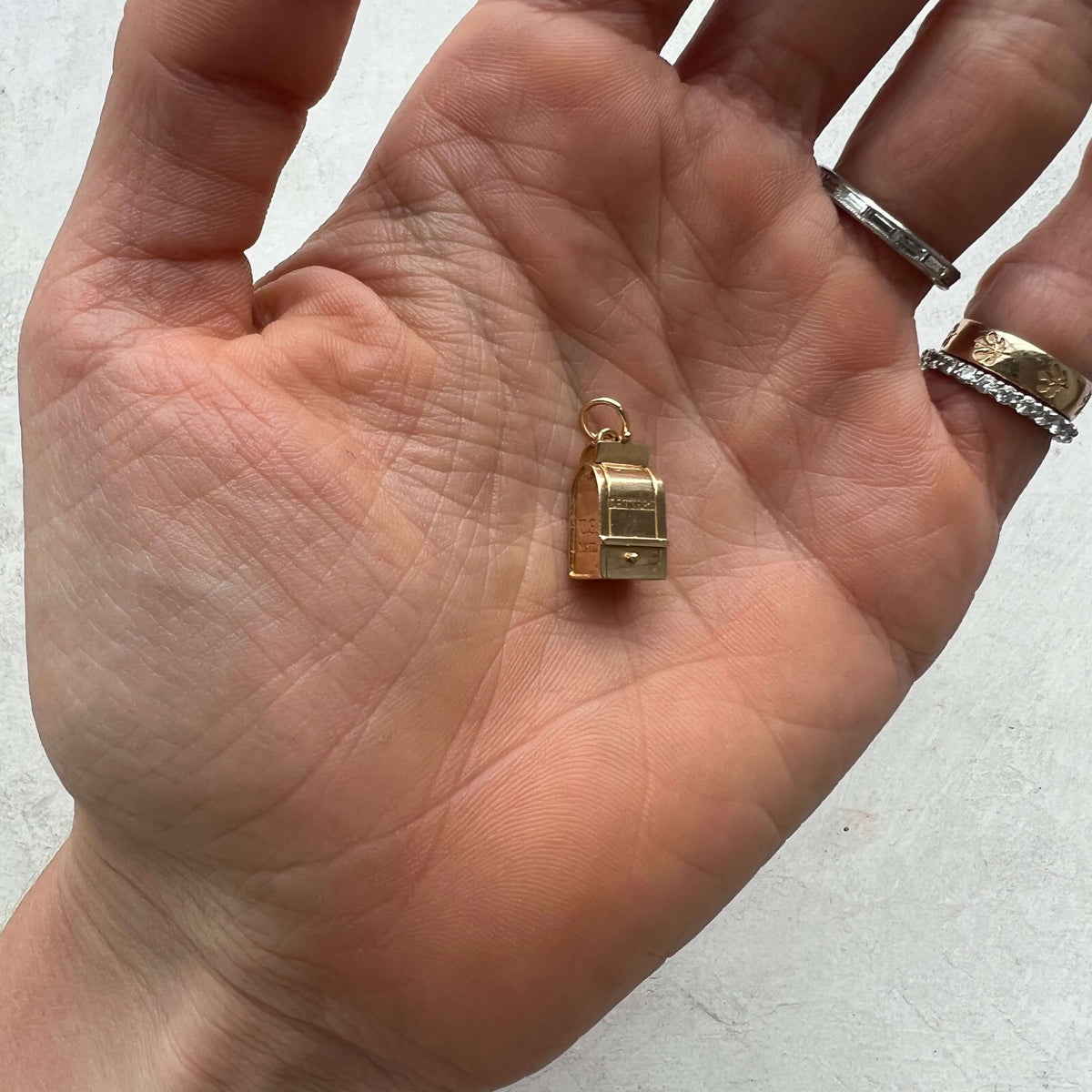14k yellow gold mail box charm
