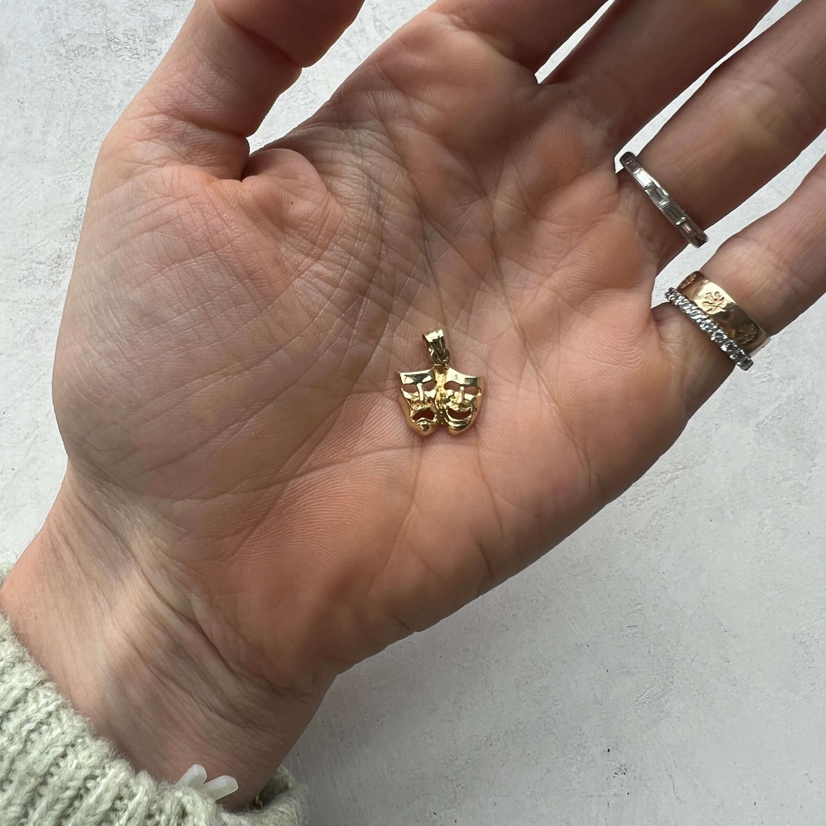 14k Gold Vintage Comedy & Tragedy Charm