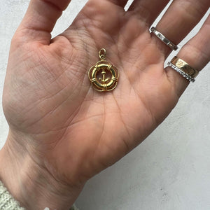 Gold Life Preserver Ring Anchor Charm