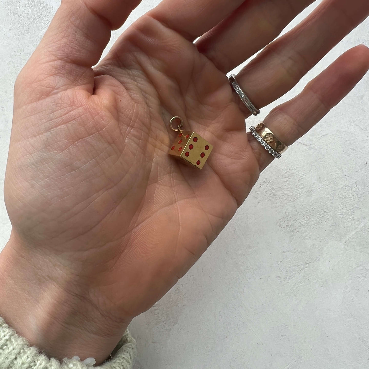 14k gold Vintage Enamel Dice Charm