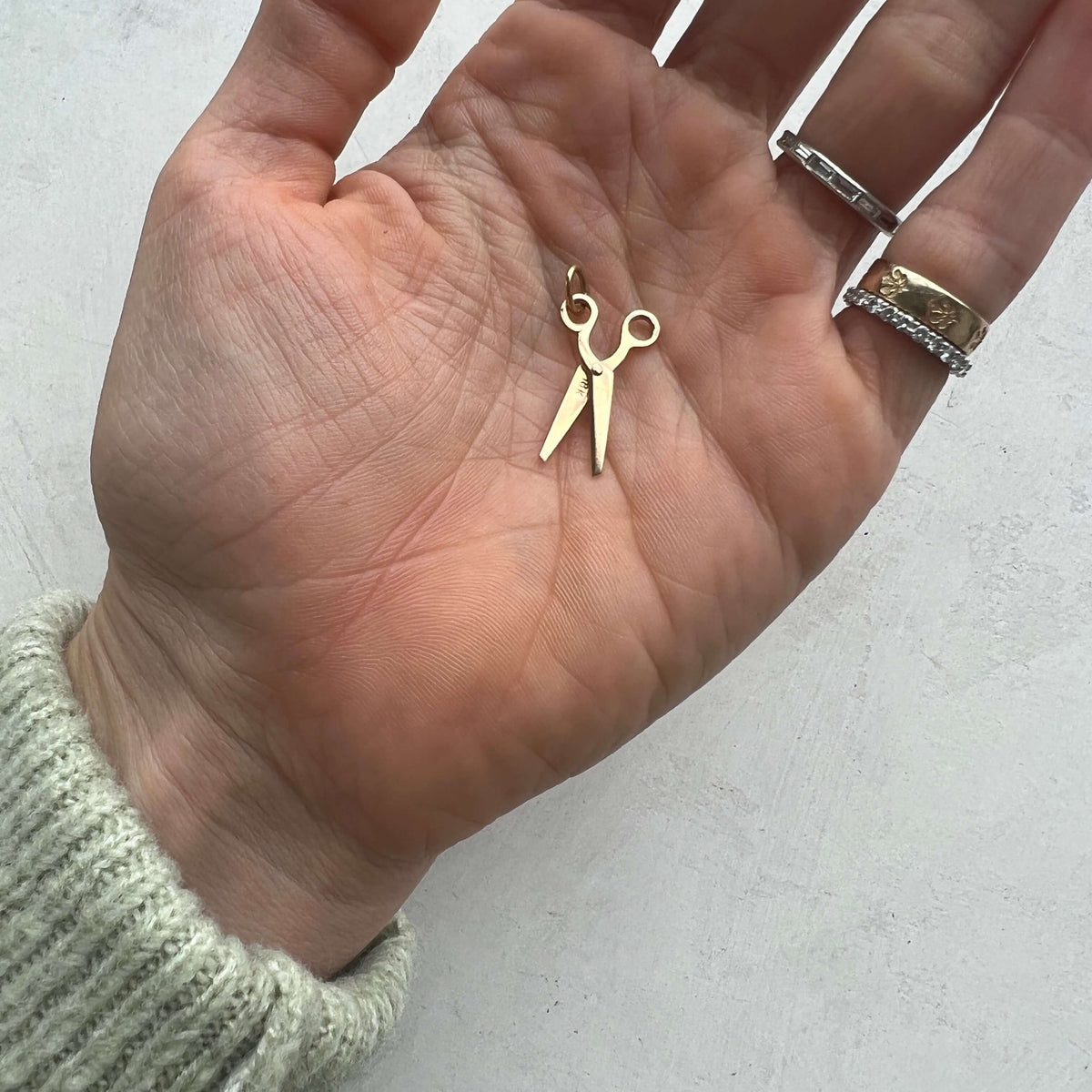 Vintage Gold Scissors Charm
