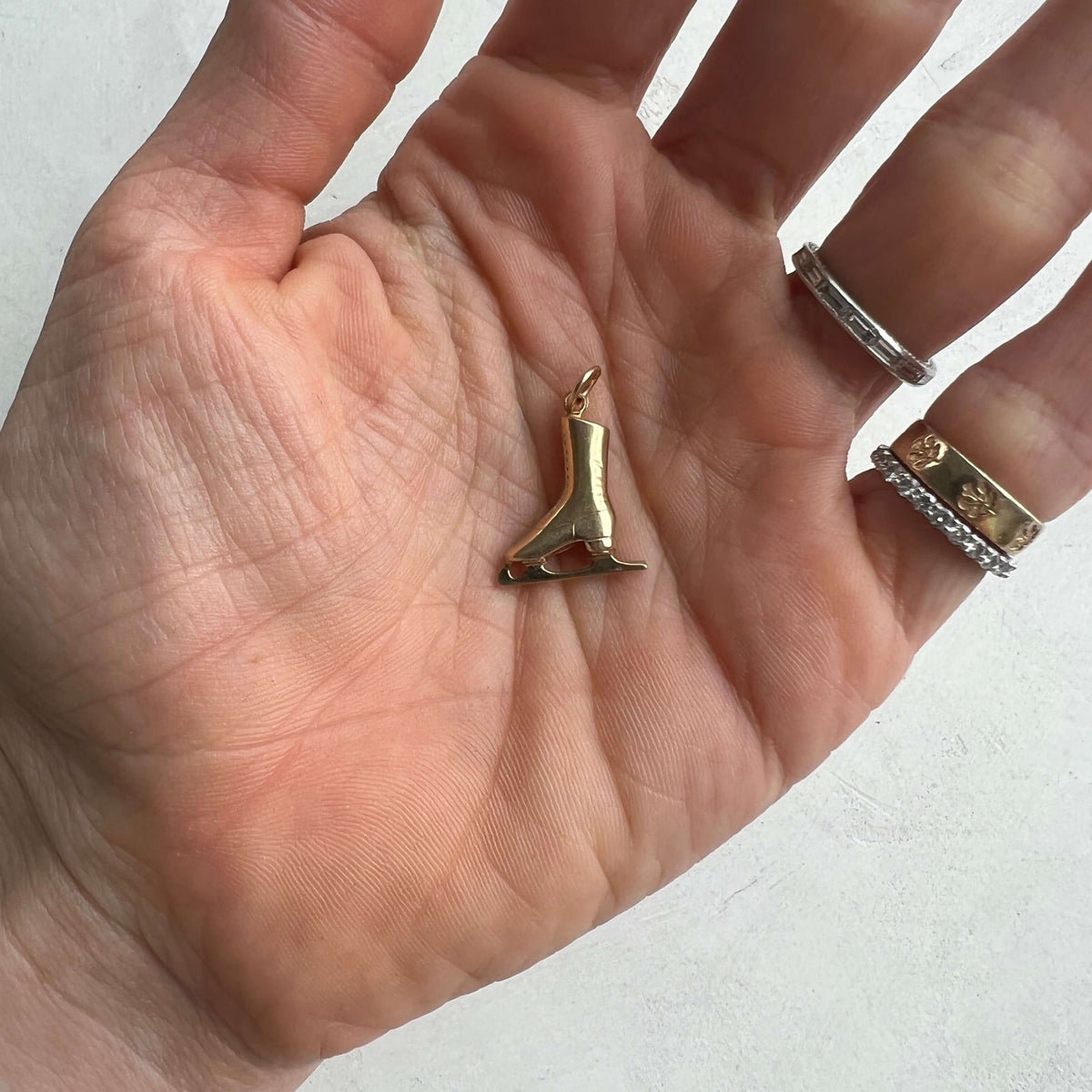 Gold Vintage Ice Skate Charm