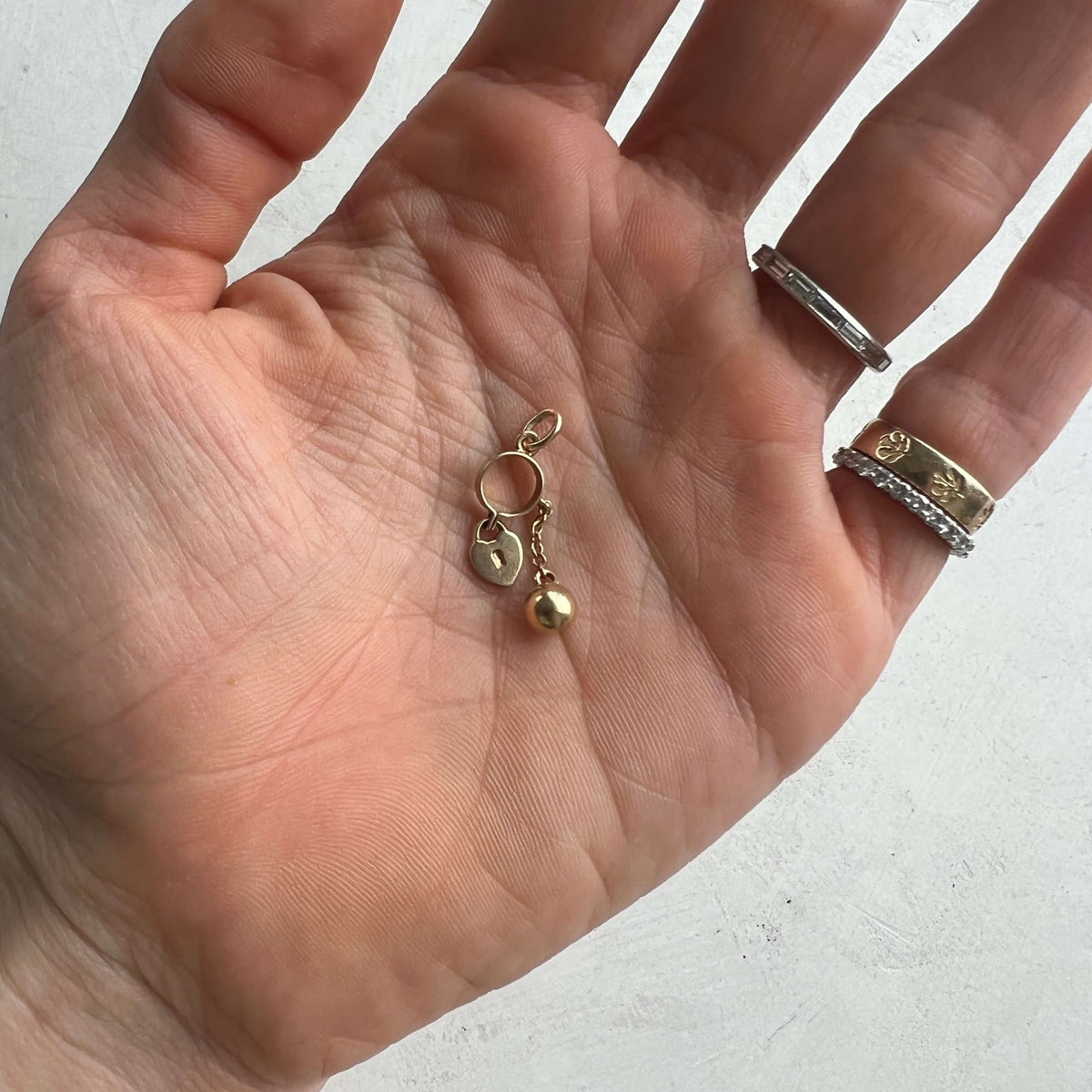 Gold Vintage Cuffed Heart Charm