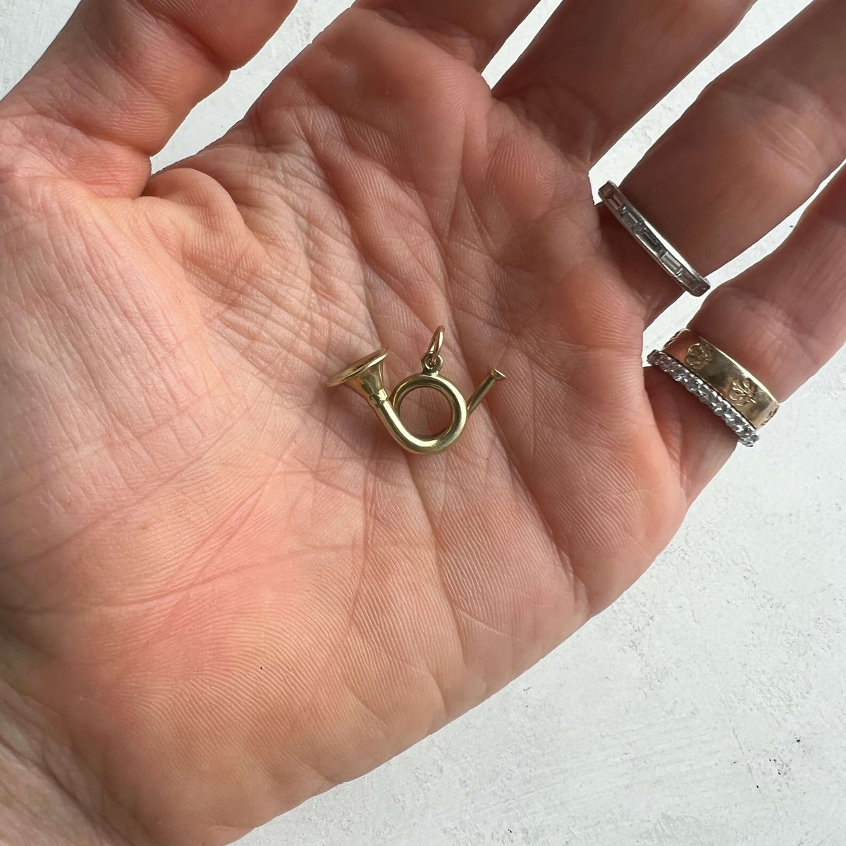 14k gold Vintage Bugle Charm
