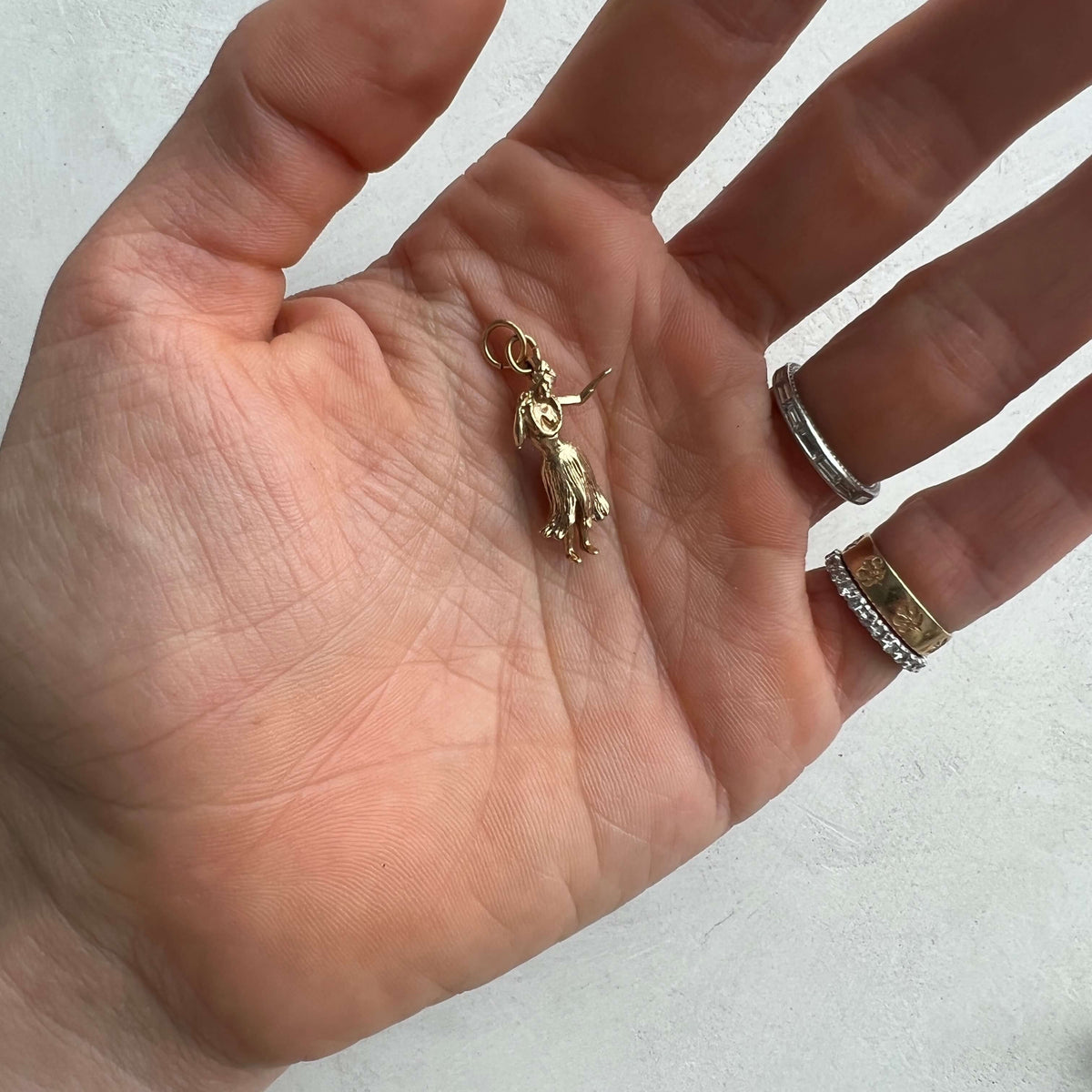 Gold Vintage Hula Dancer Charm