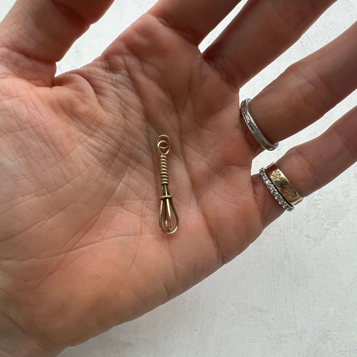 golden Vintage Whisk Charm