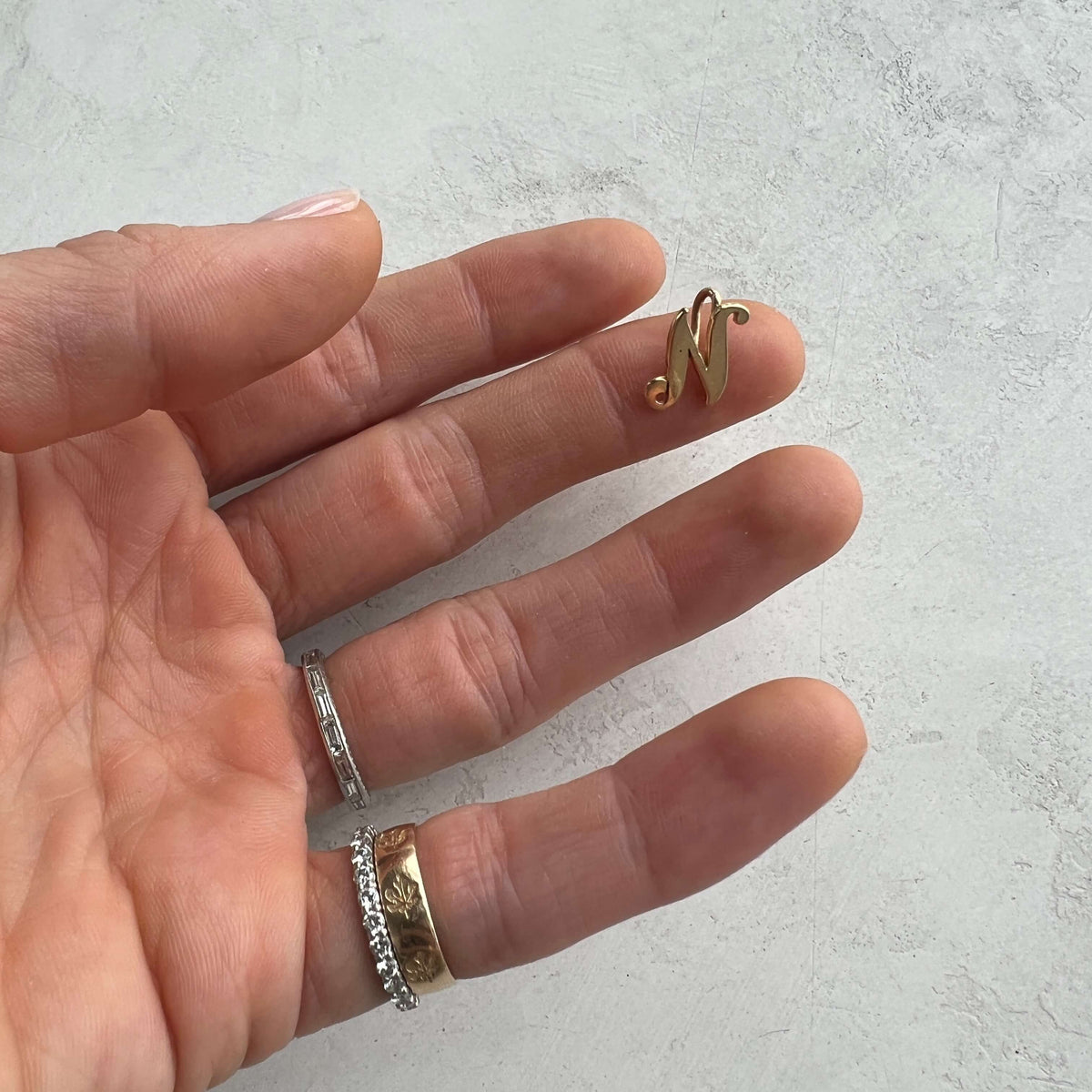 Gold Vintage Letter "N" Charm