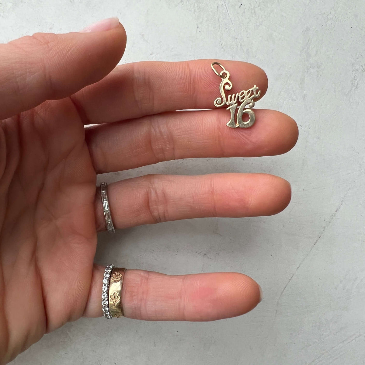 Gold Vintage "Sweet 16" Birthday Charm